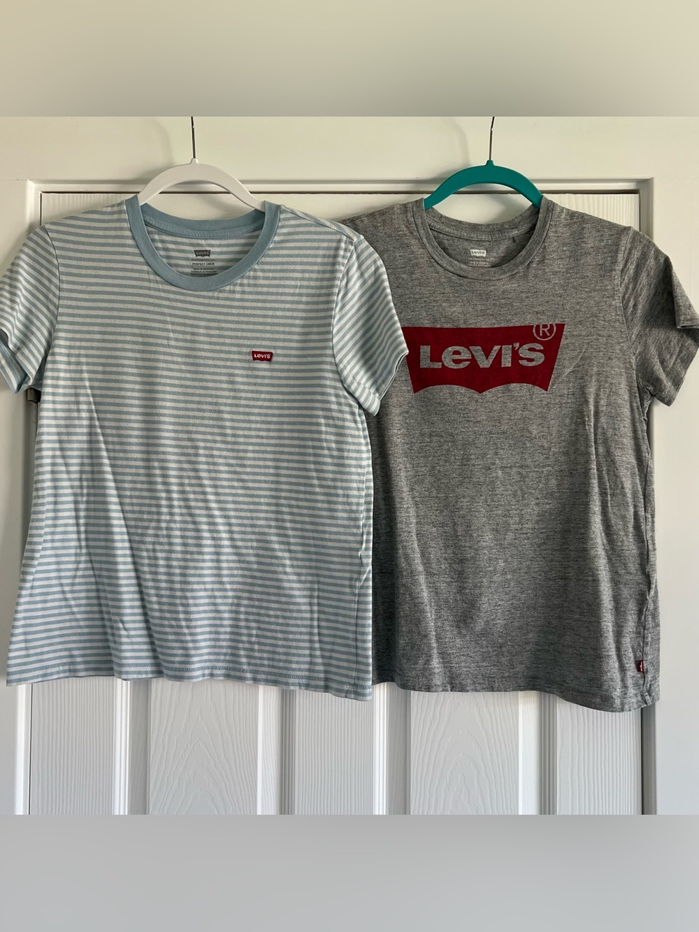 Levi's Light Blue Striped Tee & Grey Tee with logo